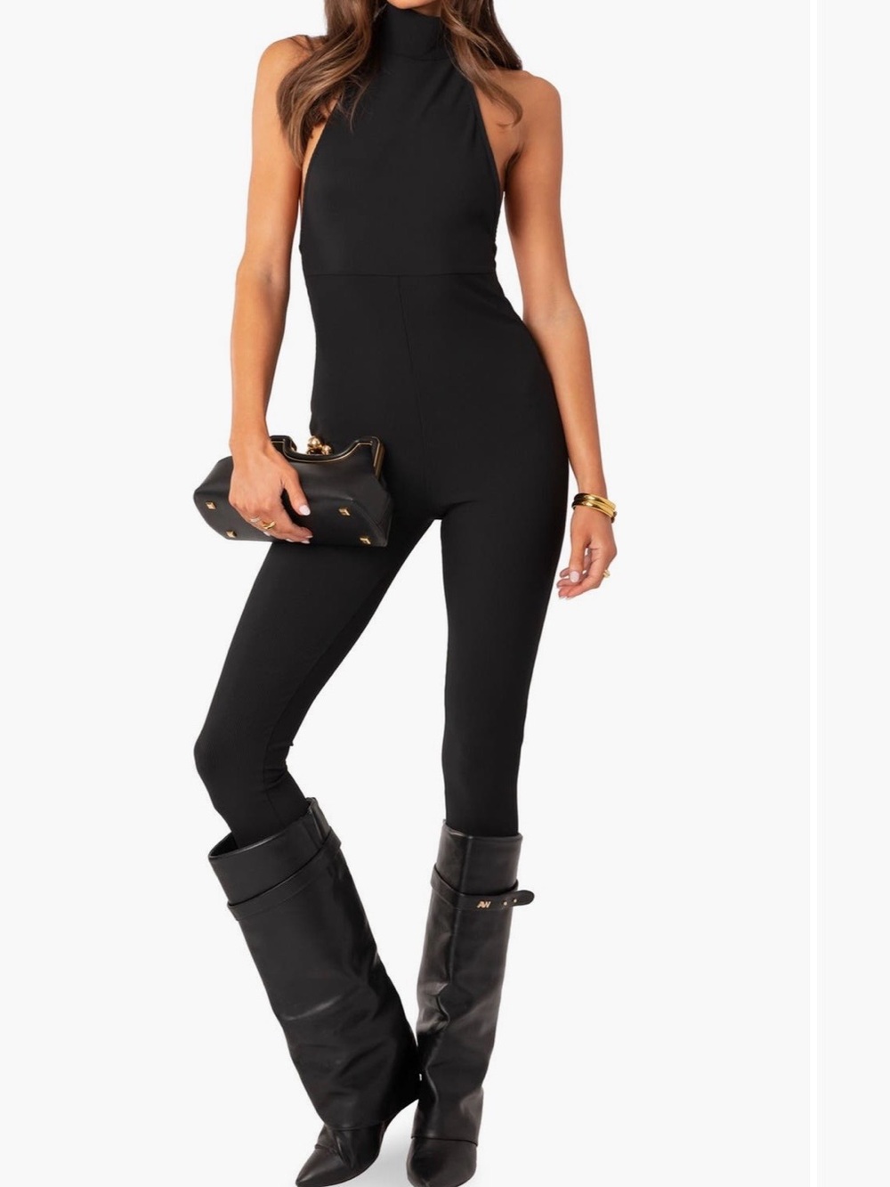 Edikted Black High-Neck Jumpsuit